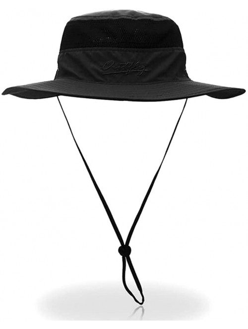 Sun Hats Outdoor Sun Protection Hat Wide Brim Bucket Hats UV Protection Boonie Hat 56-62cm - Black - CZ1836IO37R $14.19