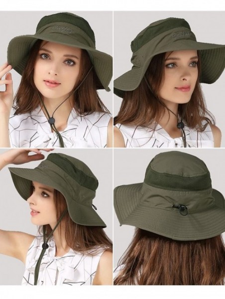 Sun Hats Outdoor Sun Protection Hat Wide Brim Bucket Hats UV Protection Boonie Hat 56-62cm - Black - CZ1836IO37R $14.19