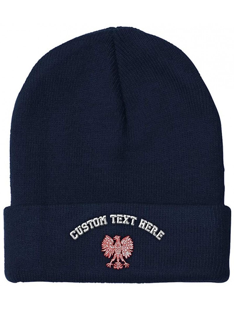 Skullies & Beanies Custom Beanie for Men & Women Polish Eagle Embroidery Acrylic Skull Cap Hat - Navy - C818ZS3202D $21.50