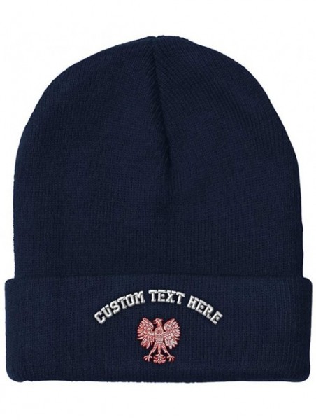 Skullies & Beanies Custom Beanie for Men & Women Polish Eagle Embroidery Acrylic Skull Cap Hat - Navy - C818ZS3202D $21.50