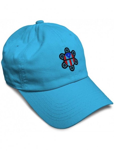 Baseball Caps Custom Soft Baseball Cap Puerto Rico Flag Sol Taino B Embroidery Cotton - Aqua - CW18AAOTC8Y $15.86