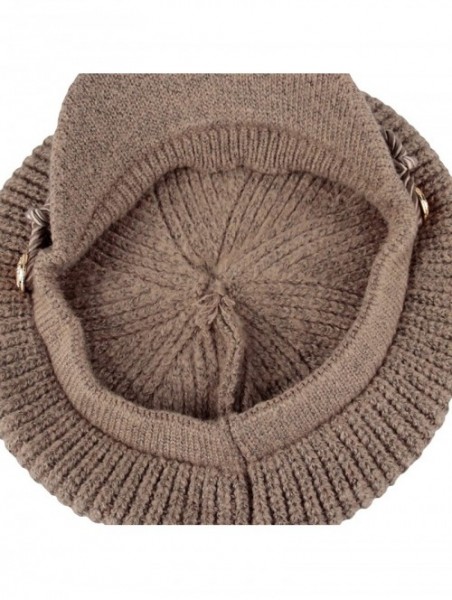 Newsboy Caps Women Winter Knit Newsboy Caps Lady Warm Baker Beanie Hat SLG1226 - Beige - CW18ZA58A69 $35.32