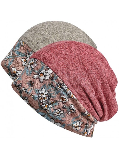 Skullies & Beanies Womens Cotton Beanie Lace Turban Soft Sleep Cap Chemo Hats Fashion Slouchy Hat - CN18ZZ0AM9G $21.13