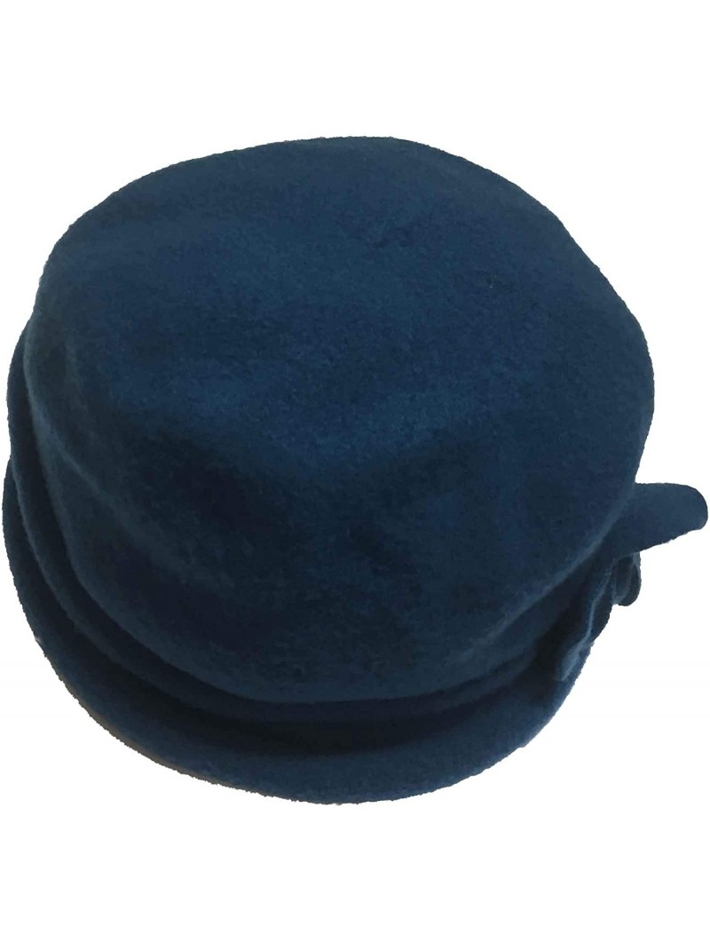 Fedoras Women's Spencer Wool Cloche Hat - Deep Sea Blue - CH18HNZ87RL $49.83