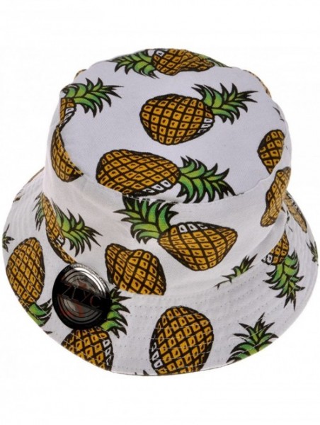 Bucket Hats Unisex Cute Print Bucket Hat Summer Fisherman Cap - Aa Pineapple - White - CR18KKR94XX $18.32