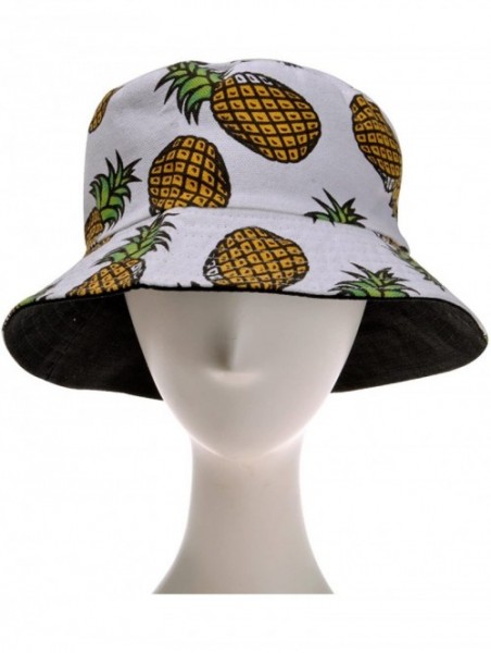 Bucket Hats Unisex Cute Print Bucket Hat Summer Fisherman Cap - Aa Pineapple - White - CR18KKR94XX $18.32