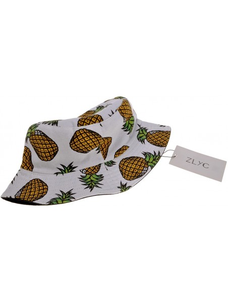 Bucket Hats Unisex Cute Print Bucket Hat Summer Fisherman Cap - Aa Pineapple - White - CR18KKR94XX $18.32