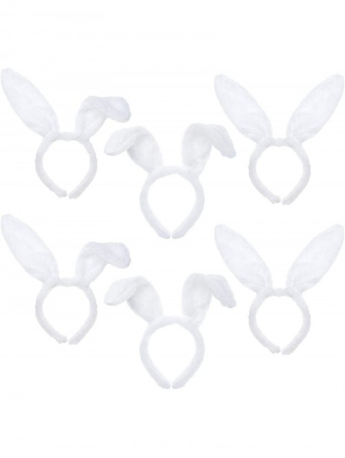 Headbands 6 PCS Plush Animal Headbands Cute Party Head Band Halloween Costume - White Bunny - CH18R4EGWRX $14.01