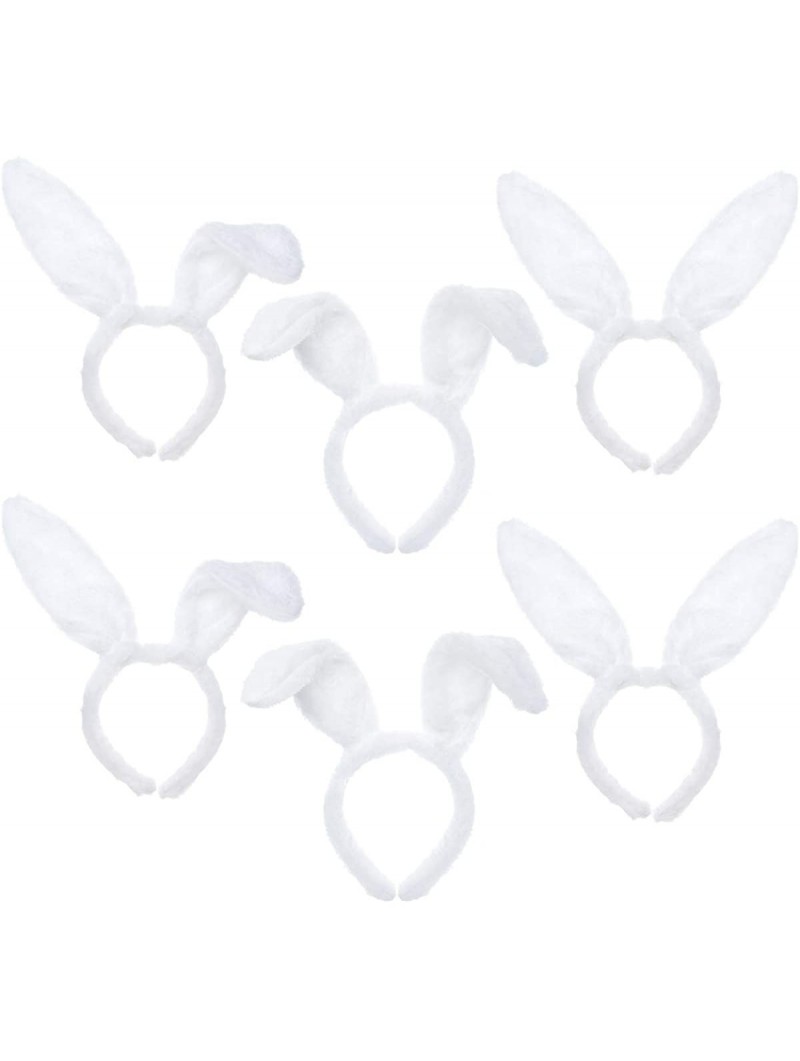 Headbands 6 PCS Plush Animal Headbands Cute Party Head Band Halloween Costume - White Bunny - CH18R4EGWRX $14.01