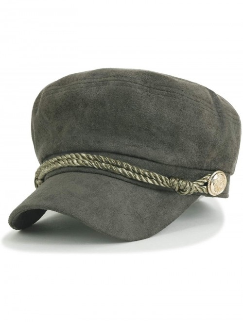 Newsboy Caps Solid Color Suede Like Flat Top Newsboy Cap Duck Bill Flat Hunting Hat - Dark Grey - C318H3YWSZK $36.50