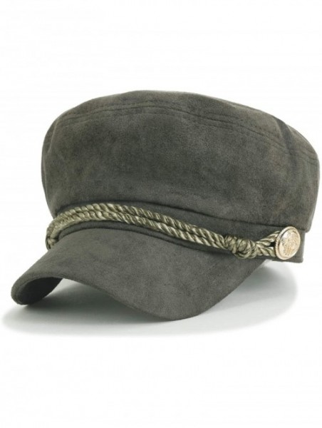 Newsboy Caps Solid Color Suede Like Flat Top Newsboy Cap Duck Bill Flat Hunting Hat - Dark Grey - C318H3YWSZK $36.50