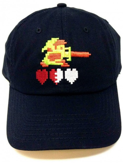 Baseball Caps Youth Nintendo Legend of Zelda Link Pixelated Hearts Curved Bill Slouch Hat Black - CL18AXO9LHK $17.25