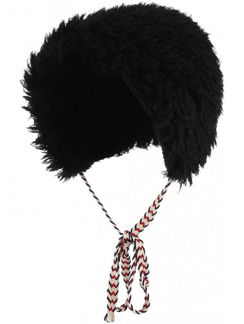 Skullies & Beanies Womens Plush Fleece Winter Bonnet Beanie Hat Outdoor Windproof Beanie Snow Cap with Chin Strap - Black - C...
