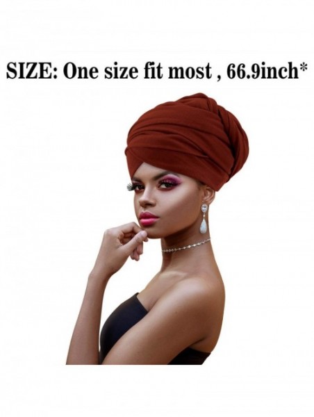 Headbands African Head Wraps Turban For Women Women' Soft Stretch Headband Long Head Wrap Scarf (1Red) - 1Red - CK197HYT73W $...