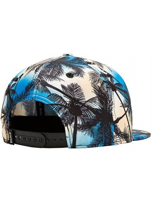 Baseball Caps Unisex 3D Printing Flat Bill Baseball Cap Snapback Hip Hop Hat - Coconut Trees Blue 052 - CE17Y0WWUAR $11.32