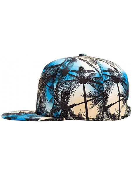 Baseball Caps Unisex 3D Printing Flat Bill Baseball Cap Snapback Hip Hop Hat - Coconut Trees Blue 052 - CE17Y0WWUAR $11.32