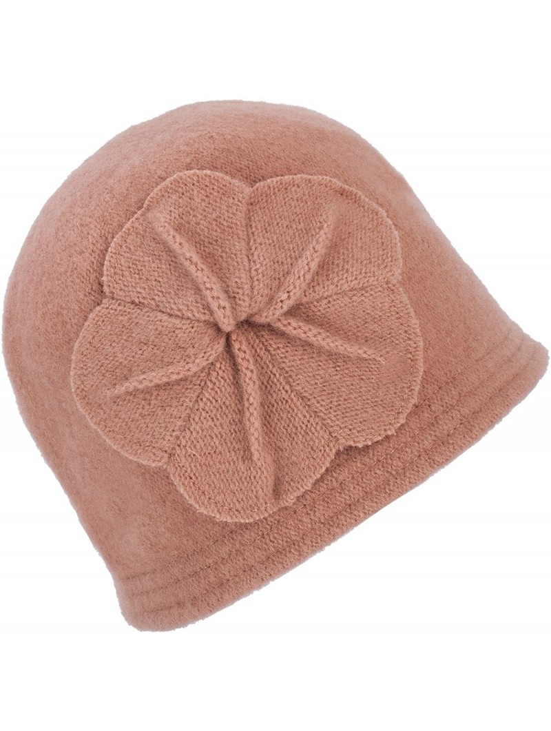 Bucket Hats Womens Gatsby 1920s Winter Wool Cap Beret Beanie Bucket Floral Hat A289 - Camel - C912642THNZ $14.13