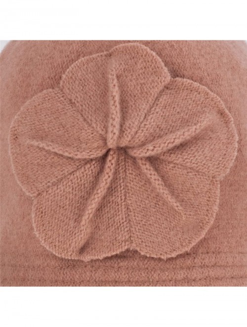 Bucket Hats Womens Gatsby 1920s Winter Wool Cap Beret Beanie Bucket Floral Hat A289 - Camel - C912642THNZ $14.13