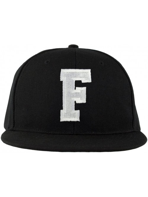 Baseball Caps ABC Embroidered Letter Snapback Cap in Black White with Letters A to Z - F - CU11KSIAOSX $10.85