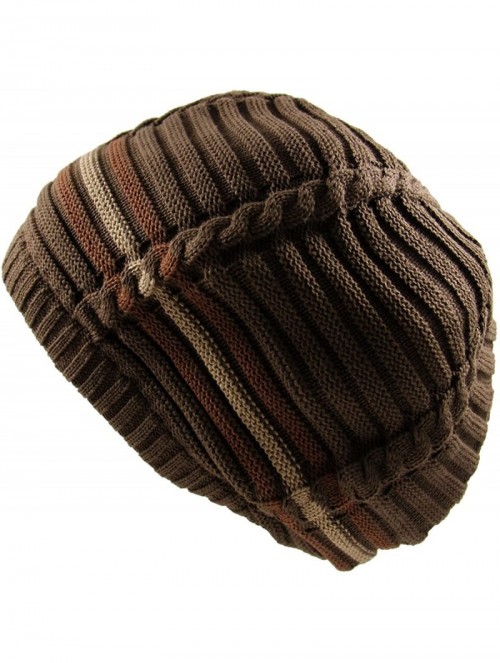 Skullies & Beanies 100% Cotton Classic Rasta Slouchy Ribbed Beanie Hats - Brown/Khaki - CP12E1QD6YH $19.67