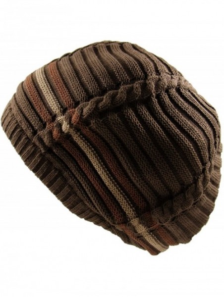 Skullies & Beanies 100% Cotton Classic Rasta Slouchy Ribbed Beanie Hats - Brown/Khaki - CP12E1QD6YH $19.67