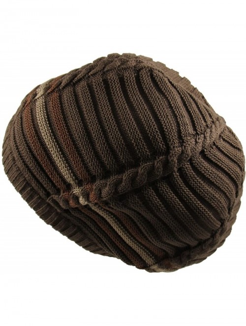 Skullies & Beanies 100% Cotton Classic Rasta Slouchy Ribbed Beanie Hats - Brown/Khaki - CP12E1QD6YH $19.67