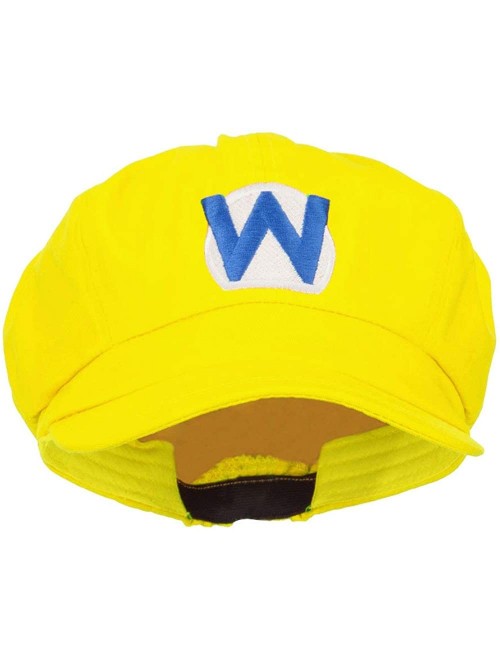Newsboy Caps Wario Waluigi Embroidered Cotton Newsboy Cap - Yellow - CJ127A79WVT $28.51