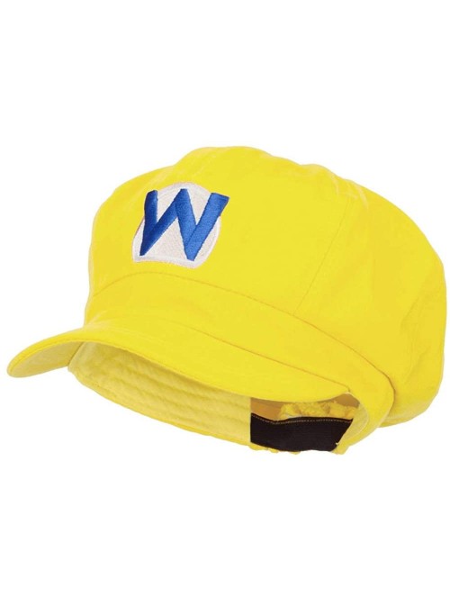 Newsboy Caps Wario Waluigi Embroidered Cotton Newsboy Cap - Yellow - CJ127A79WVT $28.51