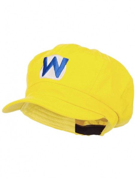 Newsboy Caps Wario Waluigi Embroidered Cotton Newsboy Cap - Yellow - CJ127A79WVT $28.51