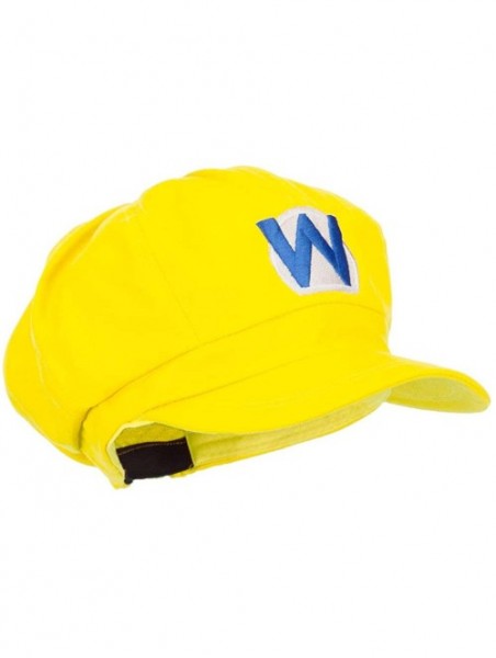 Newsboy Caps Wario Waluigi Embroidered Cotton Newsboy Cap - Yellow - CJ127A79WVT $28.51