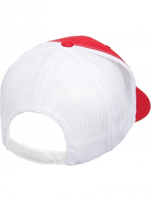 Baseball Caps Yupoong Retro Trucker Snapback Cap - Mesh Back- Adjustable Ballcap w/Hat Liner - Red/White - C018H39ZLWC $19.84