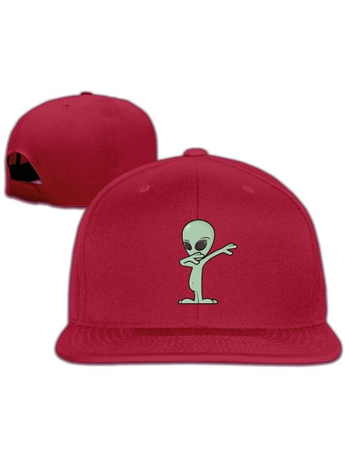 Sun Hats Cute Alien Dabbing Funny Dab Dance Snapback Hip Hop Flat Bill Baseball Caps for Men Women - Red - C11879K7UUE $15.98