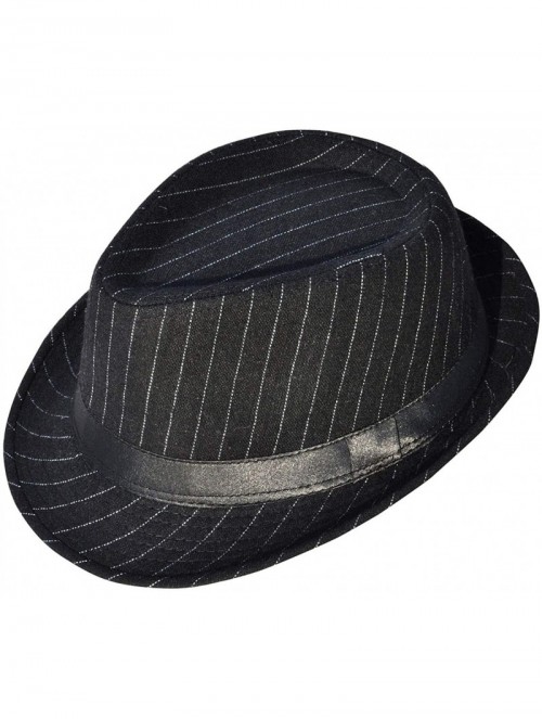 Fedoras Womens Mens Fedora Hat Classic Manhattan Gangster Trilby Cap - 3074_black/Black 01 - C618L0SSO8A $22.07