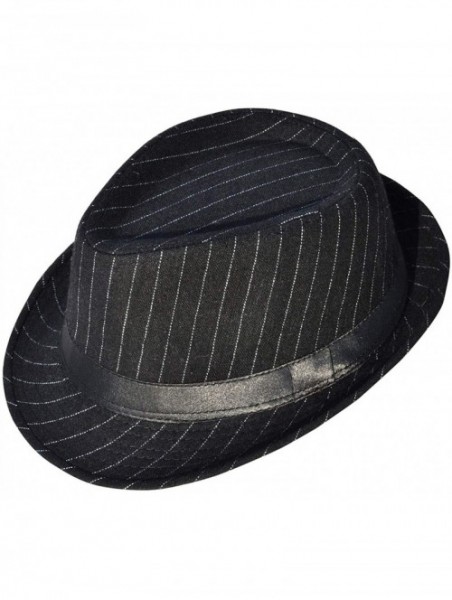 Fedoras Womens Mens Fedora Hat Classic Manhattan Gangster Trilby Cap - 3074_black/Black 01 - C618L0SSO8A $22.07