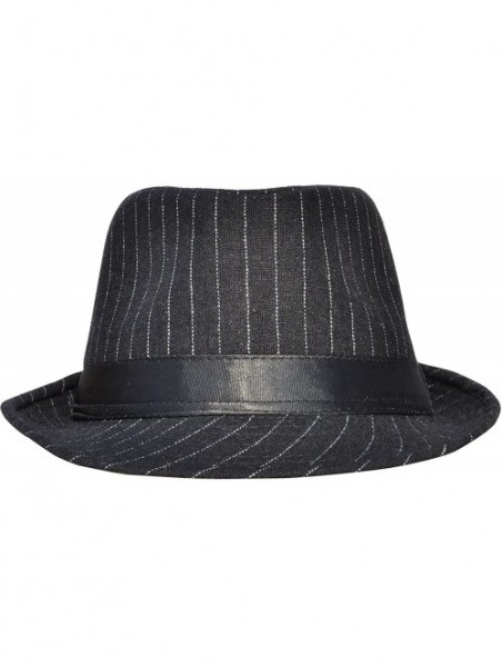 Fedoras Womens Mens Fedora Hat Classic Manhattan Gangster Trilby Cap - 3074_black/Black 01 - C618L0SSO8A $22.07