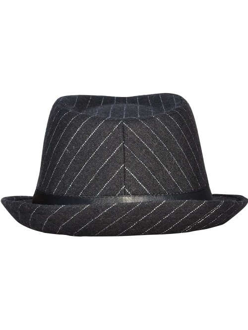 Fedoras Womens Mens Fedora Hat Classic Manhattan Gangster Trilby Cap - 3074_black/Black 01 - C618L0SSO8A $22.07