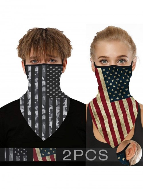 Balaclavas 2PCS Seamless Bandanas Scarf Face Cover UV Ear Loops Neck Gaiter Women Men - Stripe - CR1985U56DU $16.53