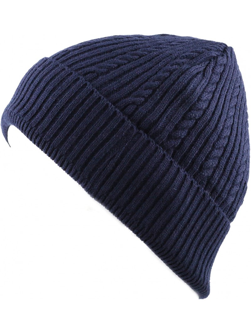 Skullies & Beanies Twisted Cable Classic Winter Beanie Hat - Navy - C7126Z8TFT9 $9.73