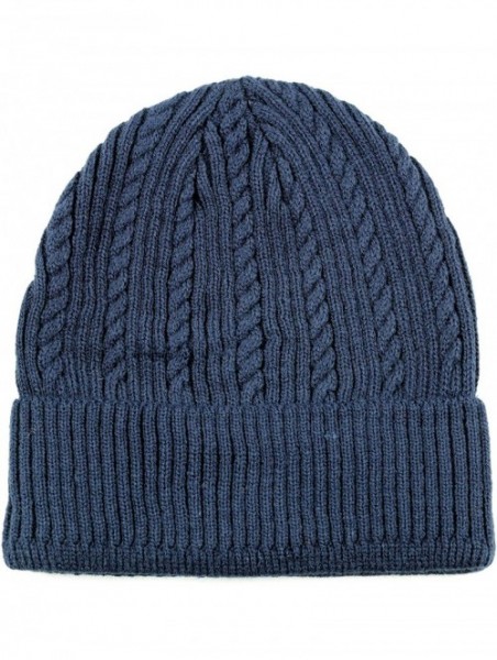 Skullies & Beanies Twisted Cable Classic Winter Beanie Hat - Navy - C7126Z8TFT9 $9.73