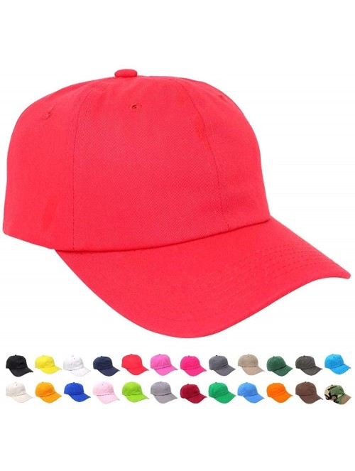 Baseball Caps Wholesale 12-Pack Baseball Cap Adjustable Size Plain Blank All Cotton Solid Color dad Hat - Red - CP195SSH05O $...