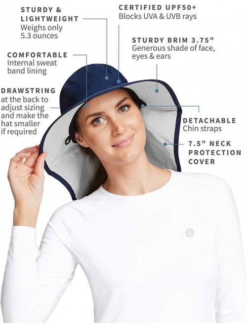 Sun Hats UPF 50+ Protective Outback Sun Hat - Universal Fit - Navy / Light Grey - CK18EOKIM8H $50.74