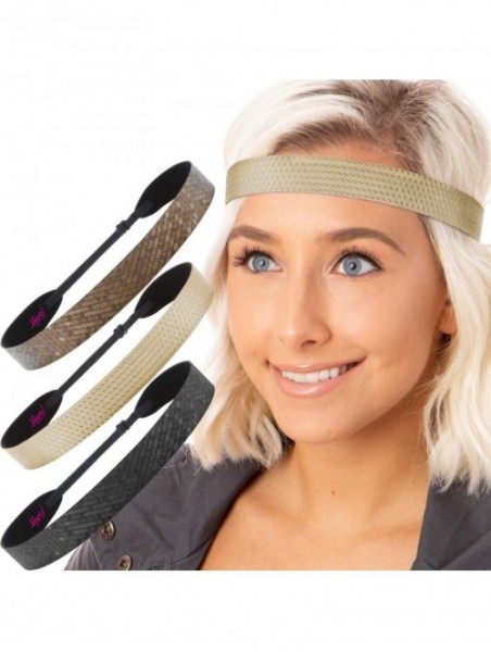 Headbands Women's Adjustable Non Slip Geo Sport Headband Multi Gift Pack - Black/Gold/Brown Wide Geo 3pk - C119770TK7Z $19.66