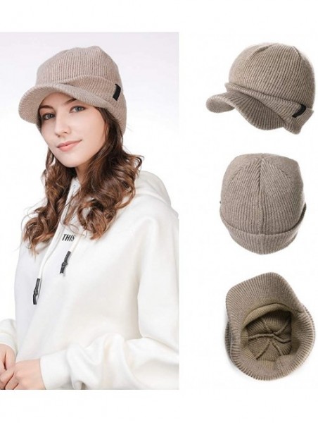 Skullies & Beanies Wool Visor Beanie for Men Winter Knit Hat Scarf Sets Neck Mask - 99205beige - CW18XL340XE $33.27