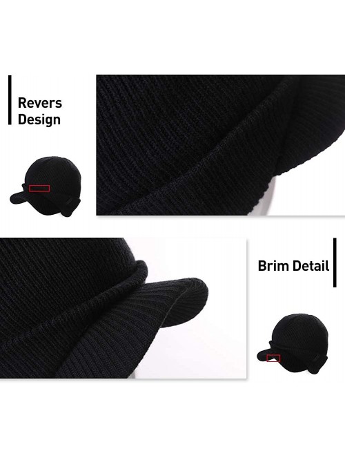 Skullies & Beanies Wool Visor Beanie for Men Winter Knit Hat Scarf Sets Neck Mask - 99205beige - CW18XL340XE $33.27