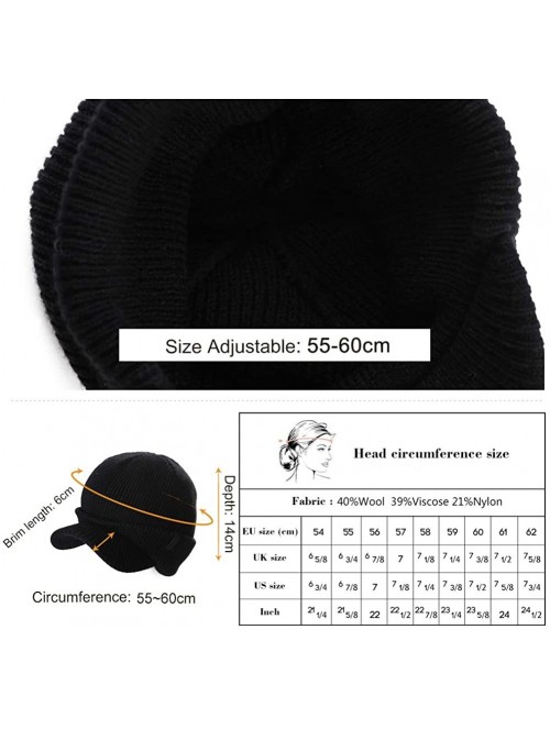 Skullies & Beanies Wool Visor Beanie for Men Winter Knit Hat Scarf Sets Neck Mask - 99205beige - CW18XL340XE $33.27