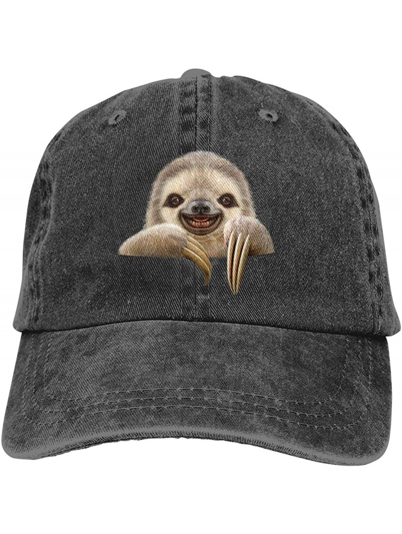 Baseball Caps Unisex Pocket Sloth Vintage Jeans Adjustable Baseball Cap Cotton Denim Dad Hat - Black - CJ18KA2QOO9 $14.51