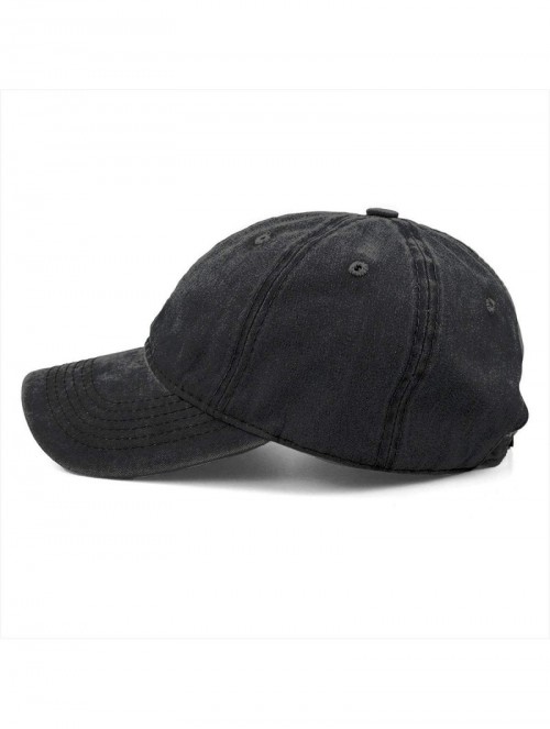 Baseball Caps Unisex Pocket Sloth Vintage Jeans Adjustable Baseball Cap Cotton Denim Dad Hat - Black - CJ18KA2QOO9 $14.51