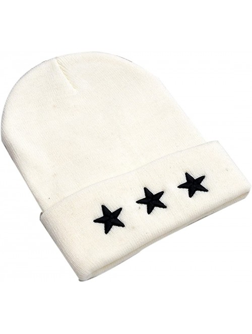Skullies & Beanies Women's Winter Wool Cap Hip hop Knitting Skull hat - Star White - C012O79BS27 $16.18