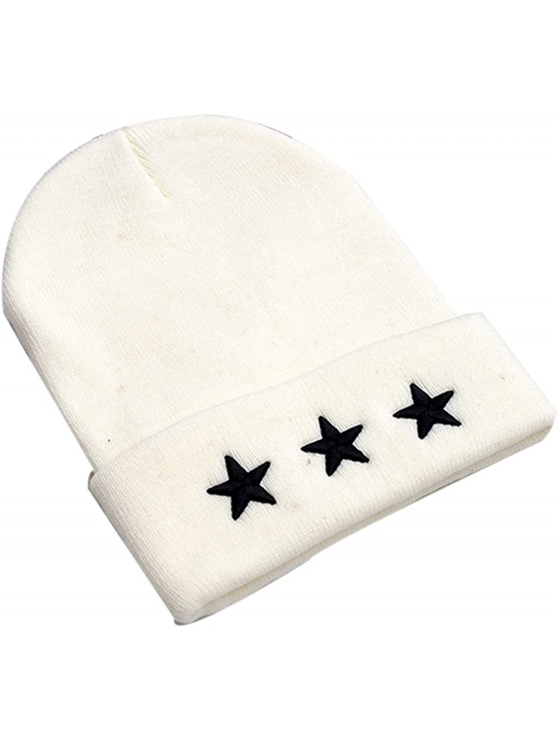 Skullies & Beanies Women's Winter Wool Cap Hip hop Knitting Skull hat - Star White - C012O79BS27 $16.18