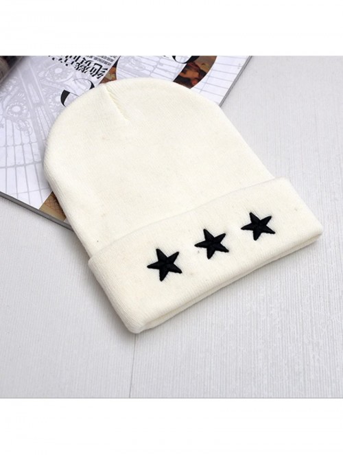 Skullies & Beanies Women's Winter Wool Cap Hip hop Knitting Skull hat - Star White - C012O79BS27 $16.18